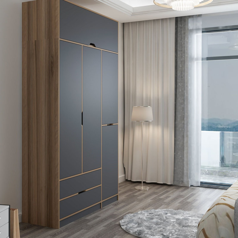 Elina 5 Door Manufactured Wood Wardrobe, Grey