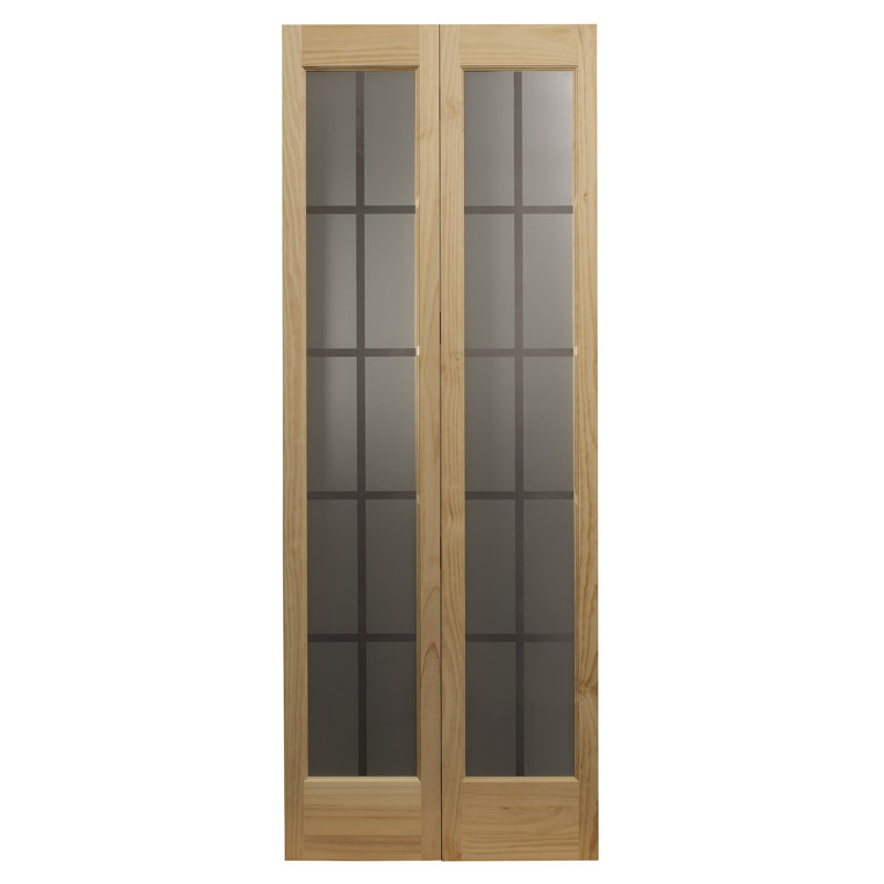 Porte pliante en verre, 32 po x 80,5 po, Bois brut