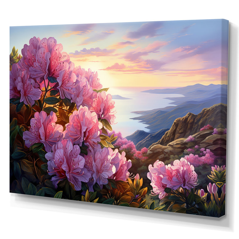 " Rhododendron Mountain Top Sunset ", Wrapped Canvas, 12" H x 20" W x 1" D