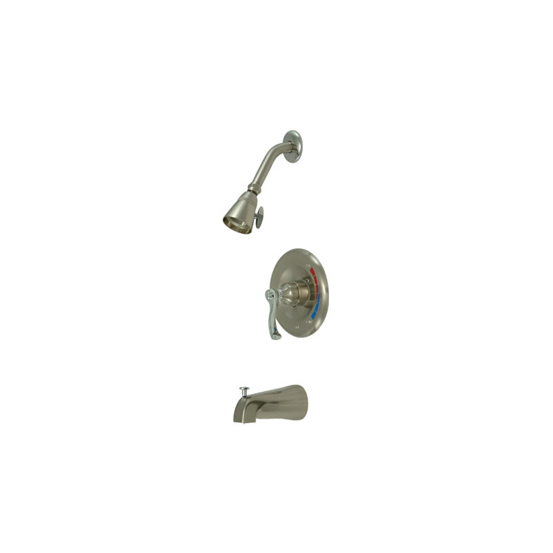 Royale Diverter Tub and Shower Faucet with French Lever Handles, Brushed Nickel / Polished Chrome