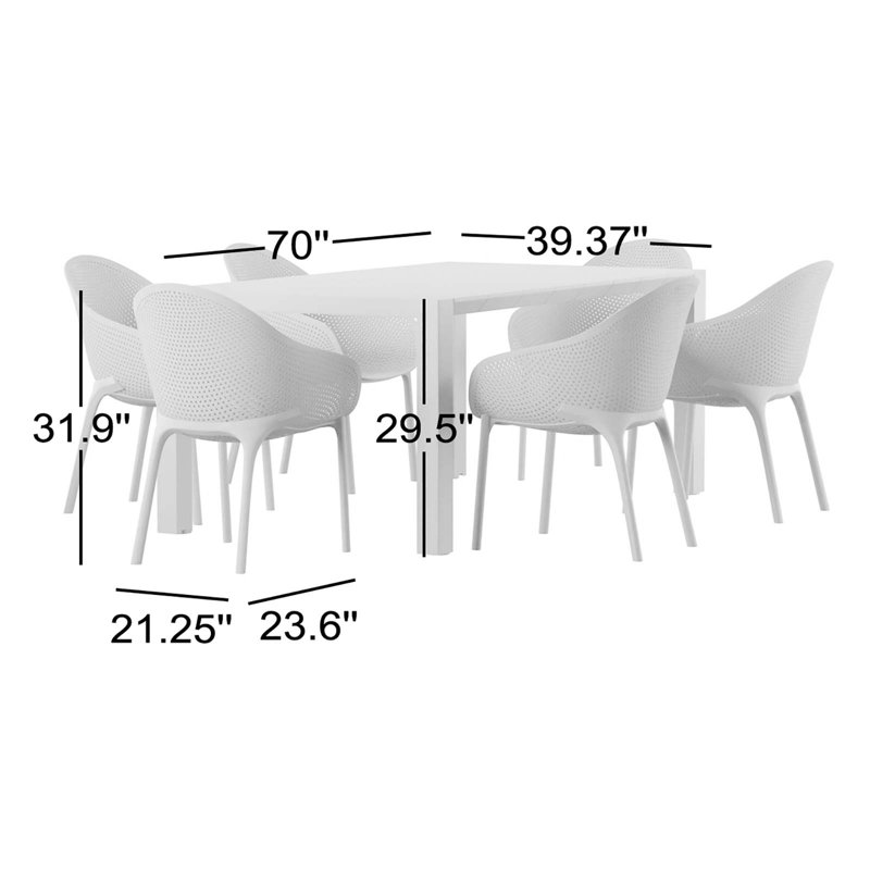 Ensemble de salle à manger extensible en plastique l 7 po Farrah, Gris foncé