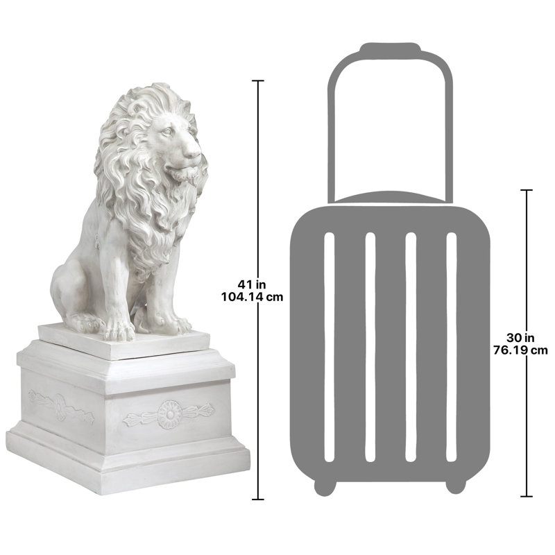 Statue de lion sentinelle avec base Lion