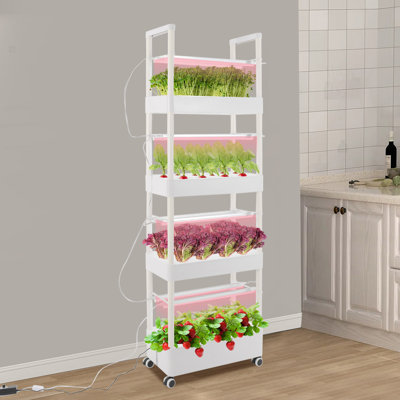 4-Layer 56-Hole Hydroponic Growing Tower With Lights
