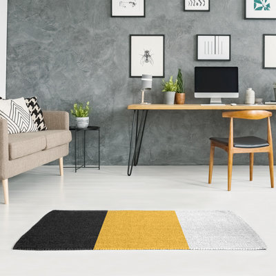 Tapis noir/doré/zone blanche rayée Pittsburgh