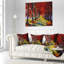 Coussin lombaire paysage d'automne avec feuilles