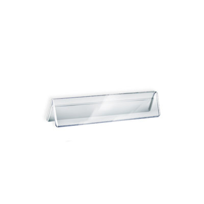 Two Sided Tent Style Clear Acrylic Sign Holder and Nameplate, Size: 8.5" W x 2" H on each side, 10-Pack