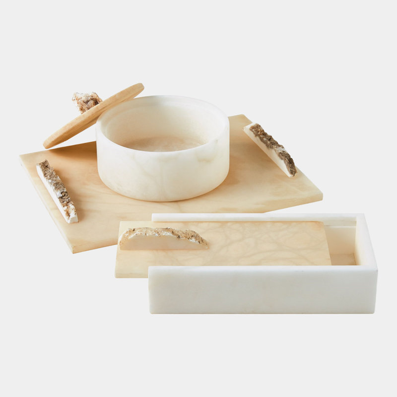 Alabaster Rectangle Box w/Rock Finial