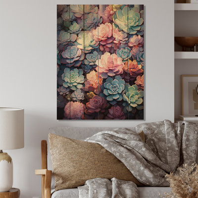 Succulents colorés, rêves succulents sur bois