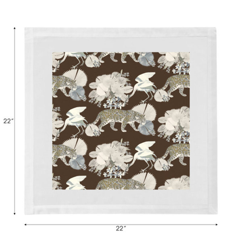 Leopard Walk Cameo Hemstitch 22" Linen/Cotton Napkin, Chocolate