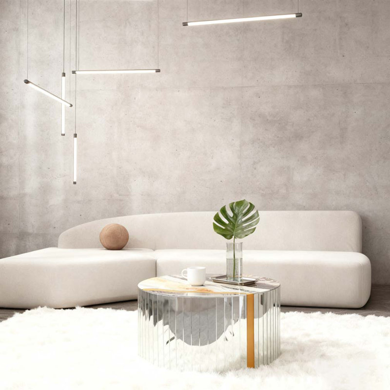 Table basse ronde avec motif de marbre