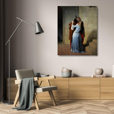 "The Kiss" by  Francesco Hayez - Gallery Wrap Canvas Wall Art