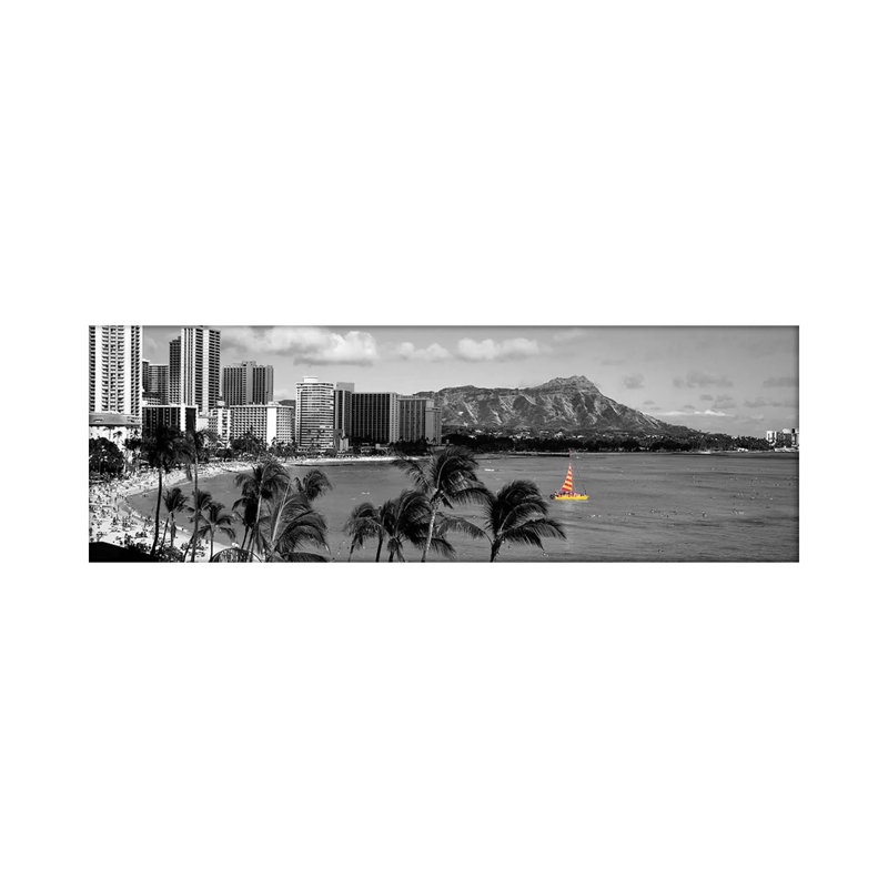 Waikiki Beach, Honolulu, Hawaii, USA Color Pop by Panoramic Images - Panoramic Gallery-Wrapped Canvas Giclée on Canvas
