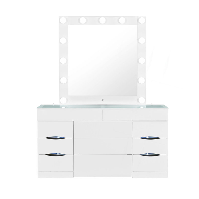 Ensemble de coiffeuse avec tabouret, Blanc