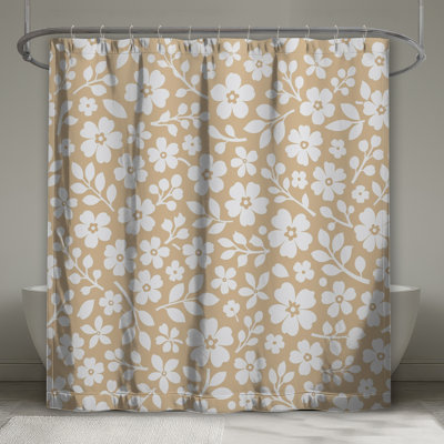 Rideaux de douche blancs à motif floral très longs