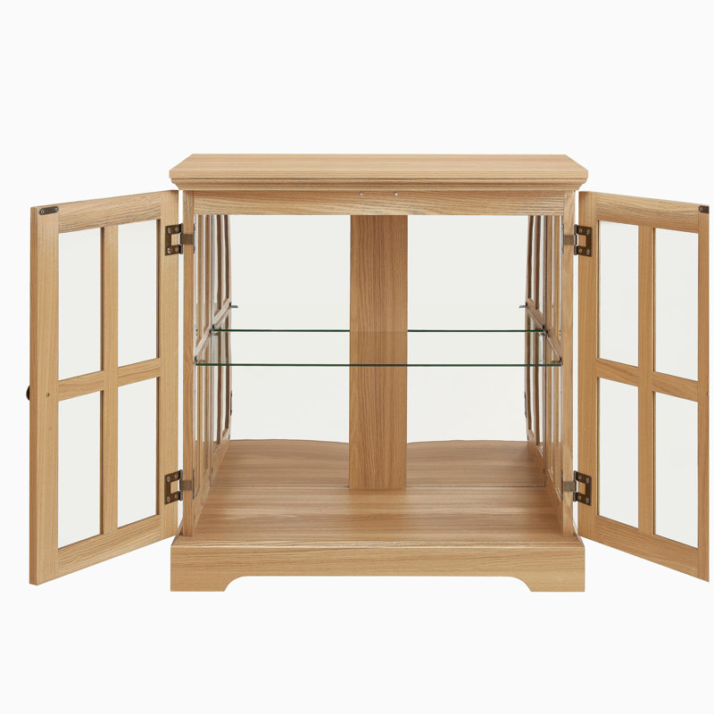 LED Curio Display Cabinet,Antique Display Cabinet with Adjustable Shelves,Retro Design Quality Showcase with Lattice Doors Elegant Bookcase and Storage Cabinet for Home Decor and Organization