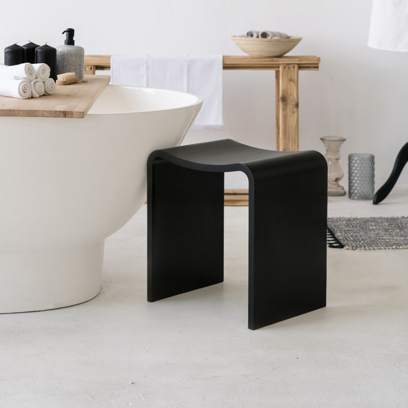 Tabouret de douche 15,7 po x 11,8 po Bevis, Noir mat