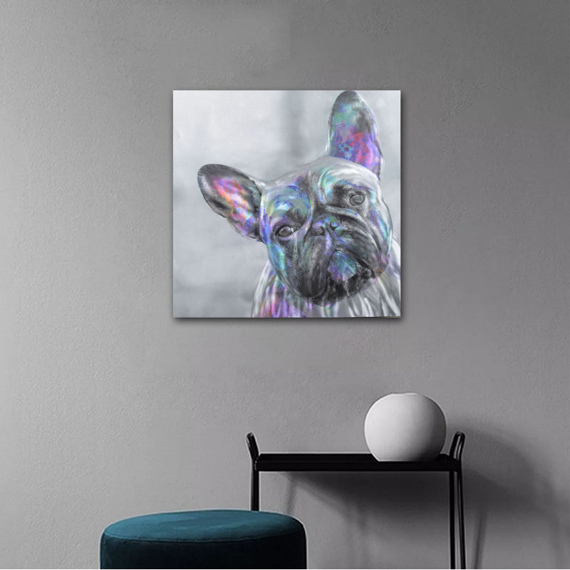 Français Bulldog par Sander-impression d’art graphique encadrée sur métal