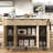 55.5" Fluted Storage Kitchen Island With Drop Leaf And Power Outlet And 3 Drawers-575223084