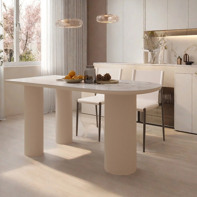 Table de salle à manger minimaliste française, H 29,53 po x L 62,99 po x l 31,5 po