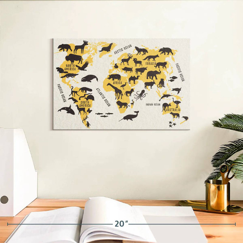 Carte du monde des animaux Aliaz, H 8 po x l 12 po