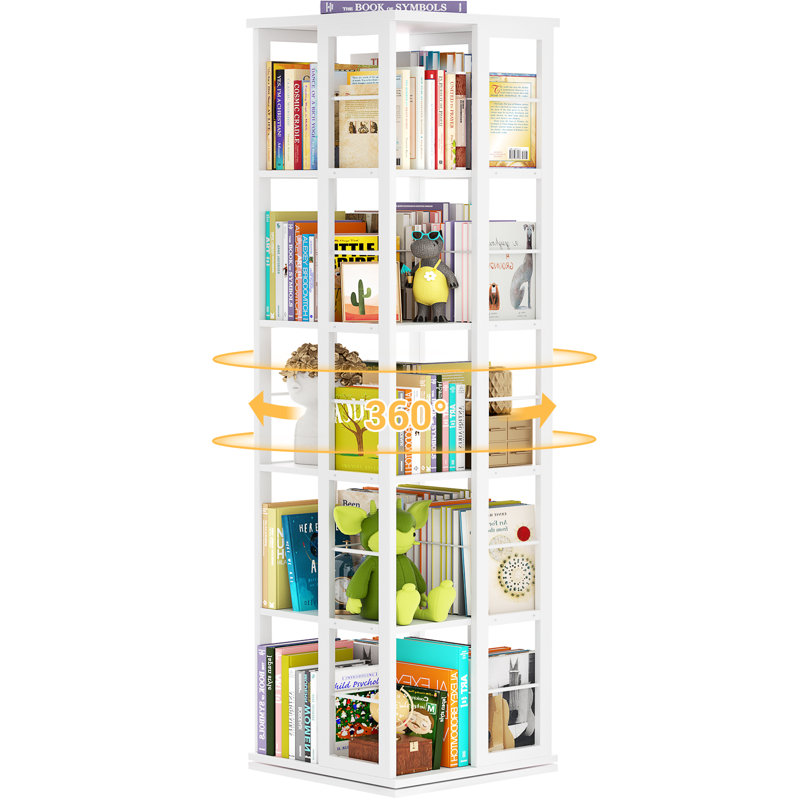 Bibliothèque pivotante l 15,8 "x P 15,8" Fortis, Blanc, (4 tablettes) H 54 po x l 15,75 po x P 15,75 po