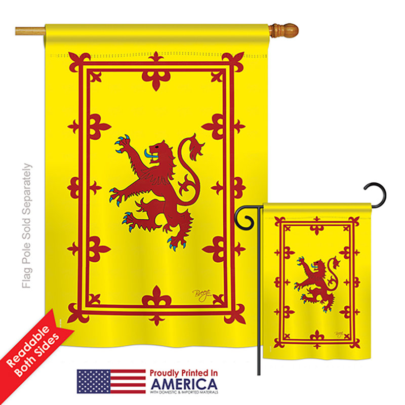 Ensemble de 2 drapeaux en polyester vertical 2 côtés rampart lion of the world nationalité impressions