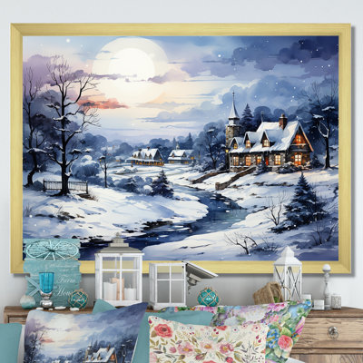 «Frost Holiday Christmas Village III - Winter Landscape», art mural
