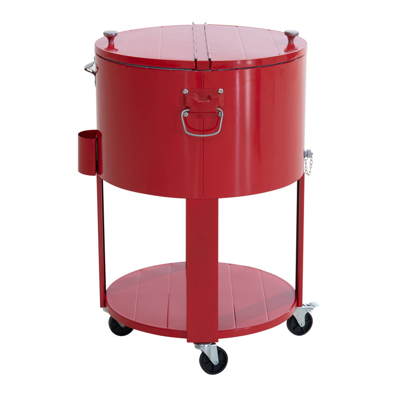 Chariot-glacière à roulettes rondes rondes de 60 pintes Sunjoy, Rouge
