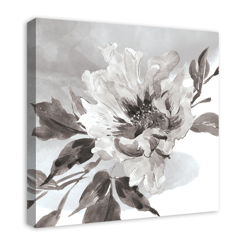 Fleur grise peinte, reproduction d'art sur toile tendue