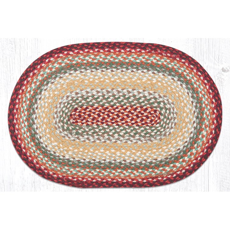 Colorful Braided Oval Jute Rug 27 x 45
