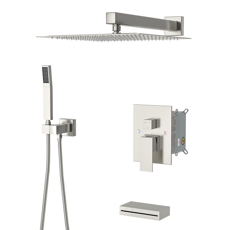 Système de douche complet à aiguilleur, Nickel brossé