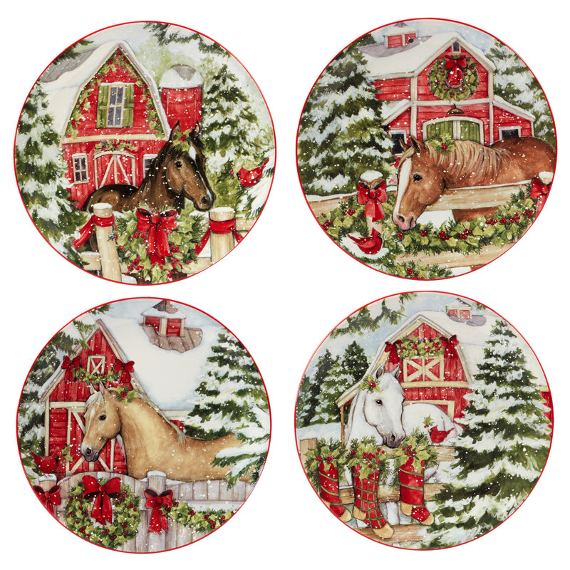 Homestead Christmas Ceramic 16-Piece Holiday Dinnerware Set