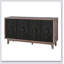 Buffet Mid-Century avec pieds en bois massif et 4 portes en losange convexes pour un rangement polyvalent et une présentation élégante