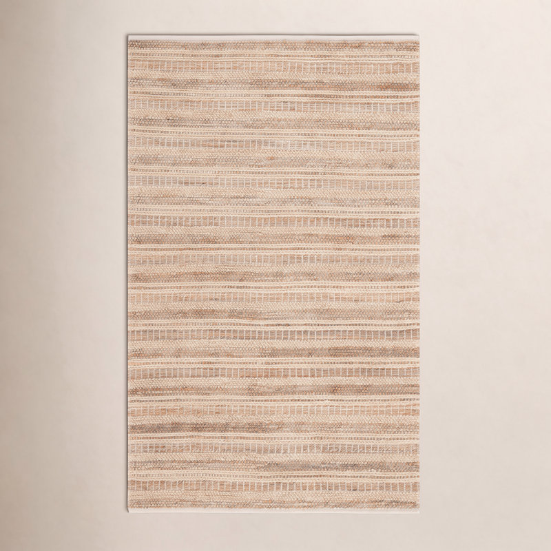 Edney Hand Woven Wool/Jute/Cotton Striped Rug in Brown/Beige, Rectangle 3' x 5'
