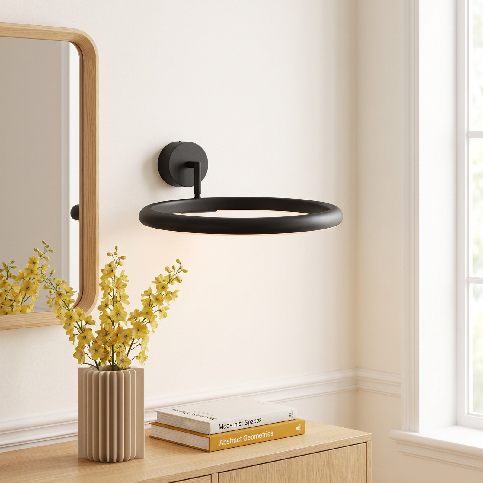 Ronak Dimmable Armed Sconce, Matte Black