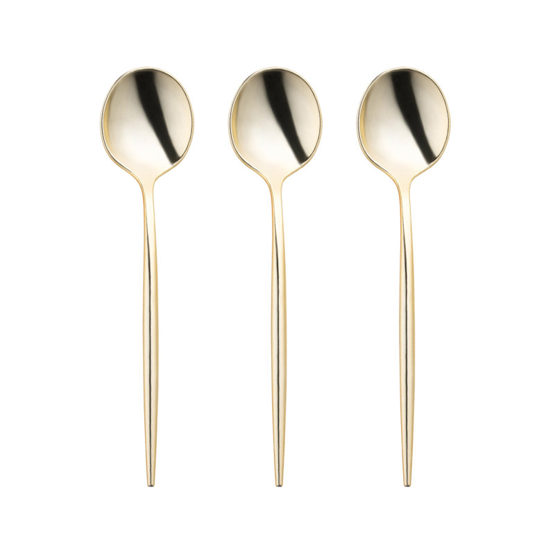Cuillères à dessert jetables en plastique Shiny Gold Moderno