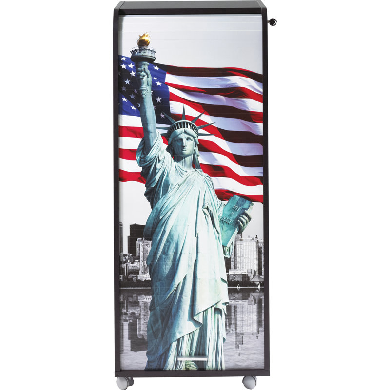 Graziella 1 -Door 3 -Drawer Filing, Black Statue of Liberty