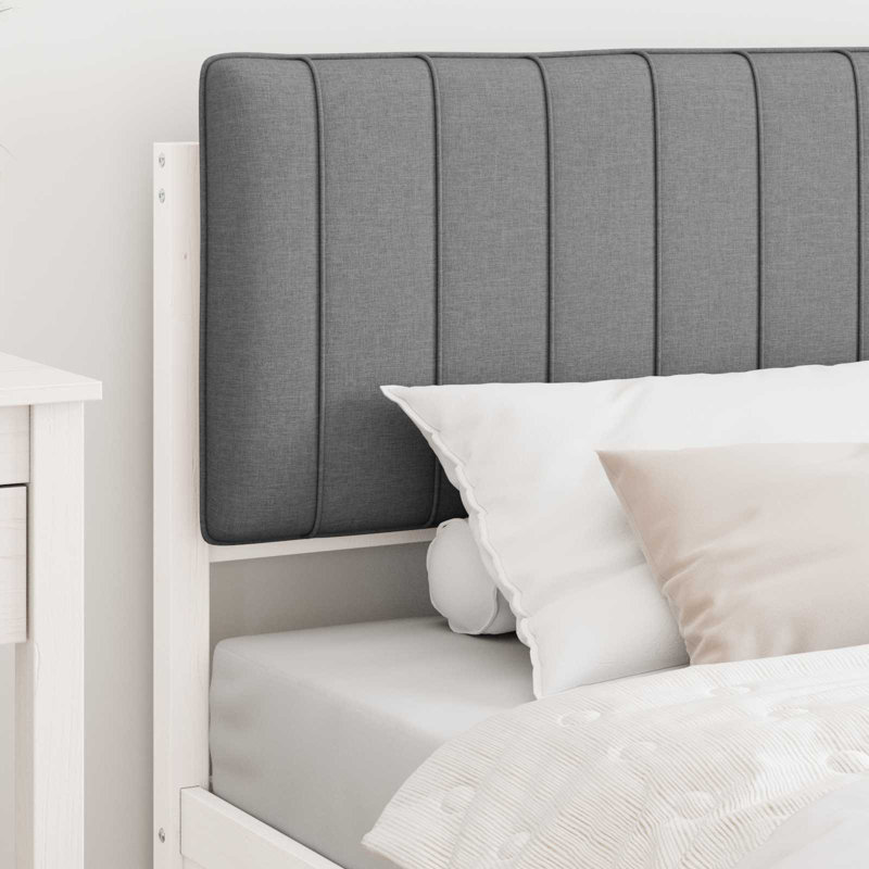 Solid Wood Bed Frame, 100 x 200cm, Light Grey/White
