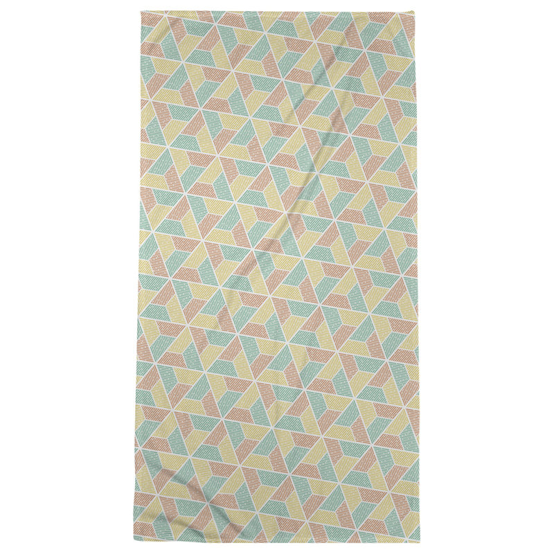 Serviette de plage trapézoïdes, Vert / jaune / orange