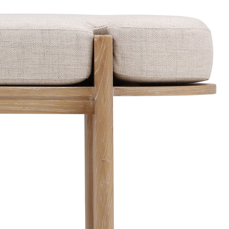 Ella Upholstered Accent Bench, Beige, Light Natural