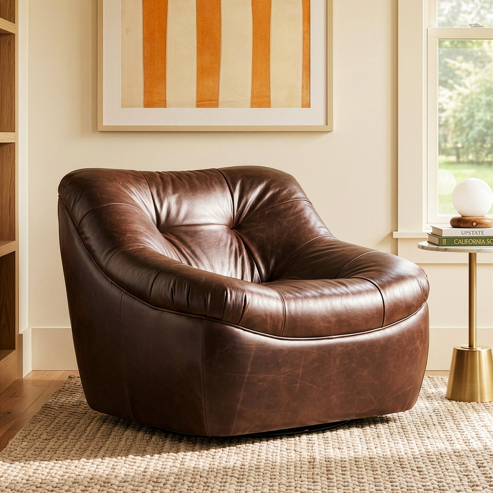 Elta Upholstered Swivel Slipper Chair