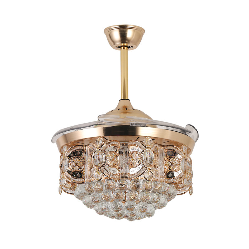 Ventilateur de plafond moderne en cristal, ventilateur de plafond glamour de 42 pouces avec télécommande