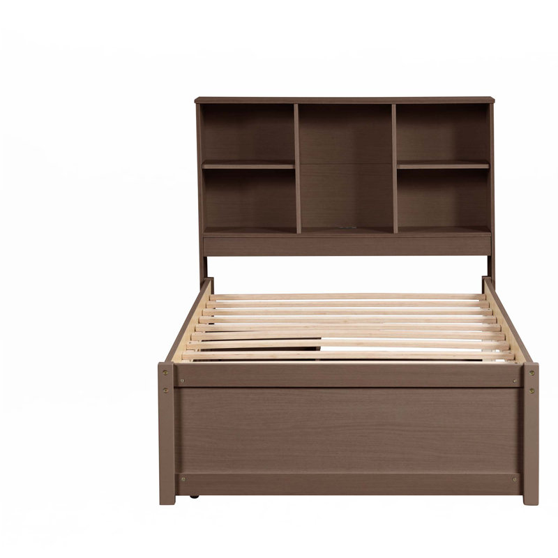 Platform Bed Frame With Built-In USB Port, Walnut