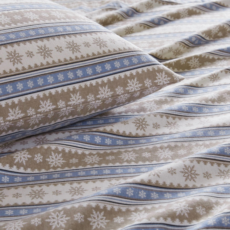 Drap-housse 100% flanelle de coton avec motif de flocon de neige bleu, 3 pièces, brossé pour plus de douceur, convient aux matelas de 12 po, -, lavable à la machine en flocon de neige, simple / double grand / très grand / très grand 14 po, élastique