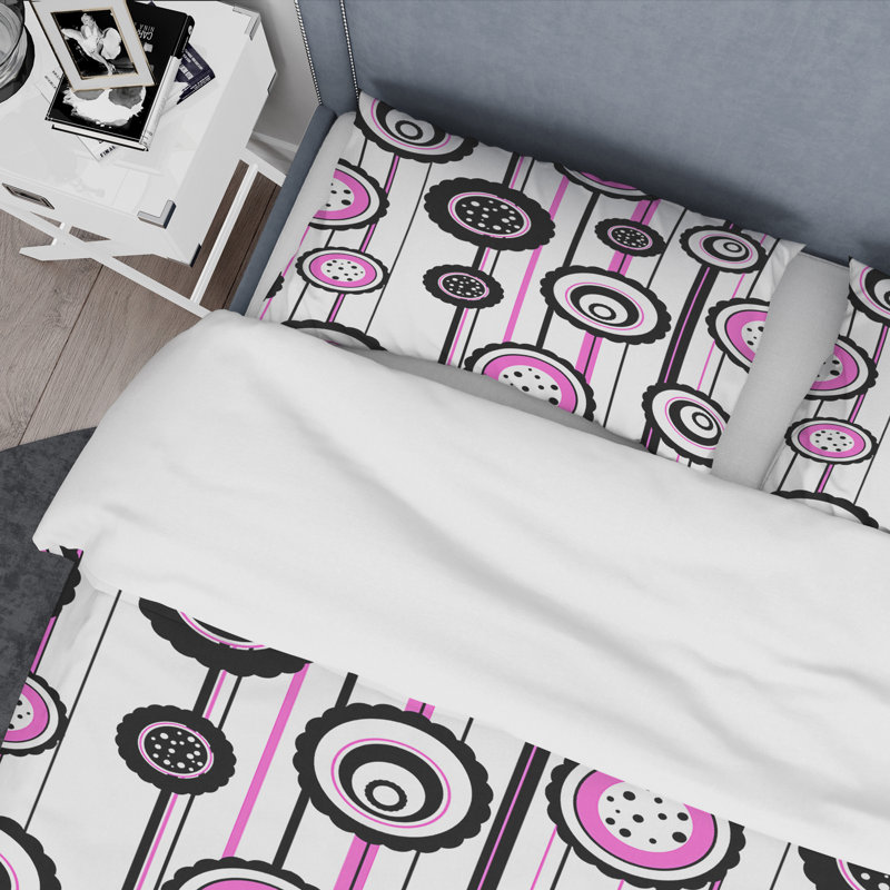 Modern & Contemporary Polyester Twill Geometric Shapes Duvet Cover, Twin Duvet Cover + 1 Sham, Circular Retro I