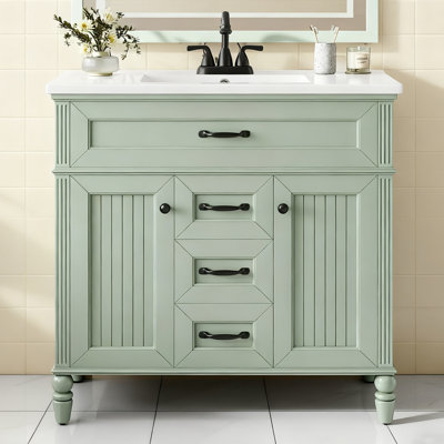 Ensemble de meuble-lavabo simple 36 po avec plateau en céramique Modern