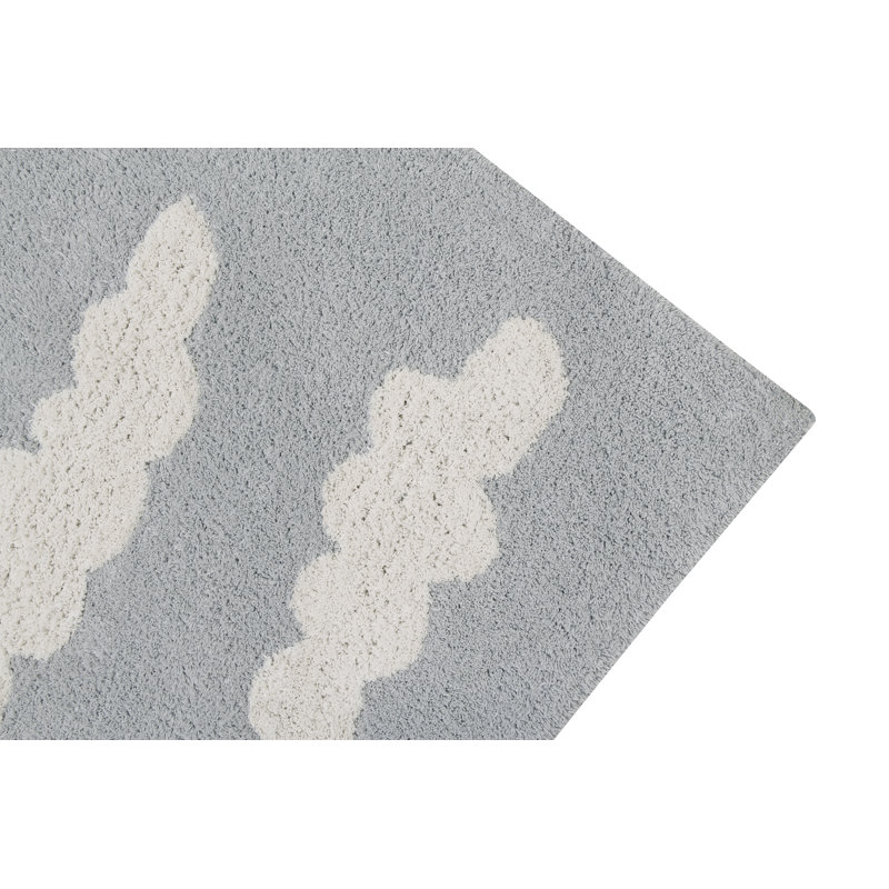 Cotton Area Rug in Gray/White