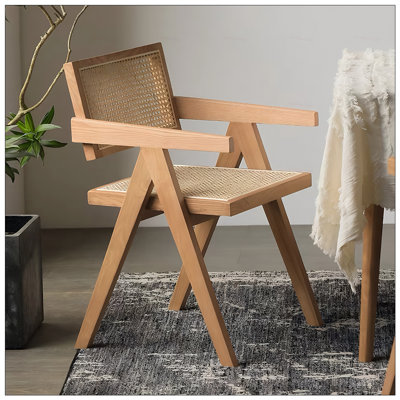 Chaise d'appoint moderne en rotin de style Mid-Century, fauteuils confortables pour l'intérieur et l'extérieur, fabrication en bois durable