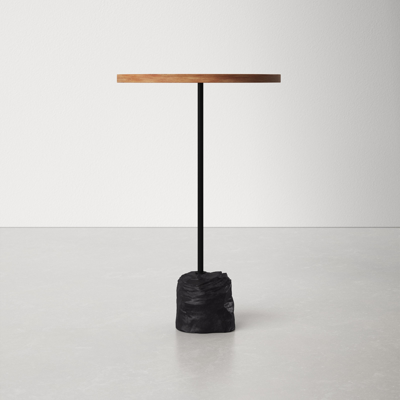 Nicholas Solid Wood End Table, Natural, Black