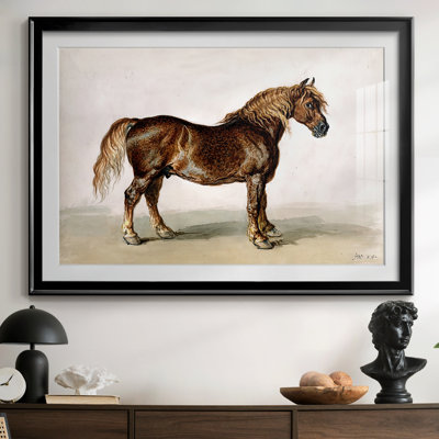 Étude d'un cheval de trait - James Ward - Encadré sous verre acrylique, grand format, idéal pour le salon.